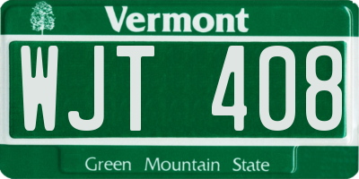 VT license plate WJT408