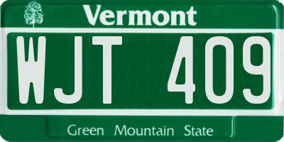 VT license plate WJT409