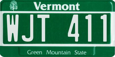 VT license plate WJT411