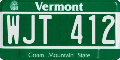 VT license plate WJT412