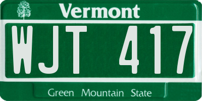 VT license plate WJT417