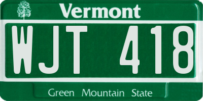 VT license plate WJT418