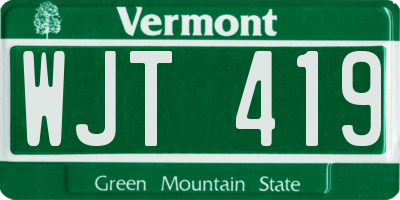 VT license plate WJT419