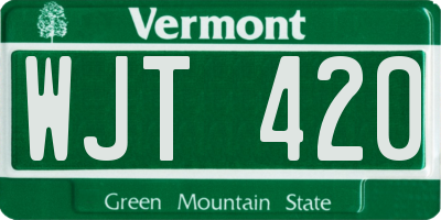 VT license plate WJT420