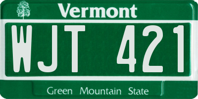 VT license plate WJT421