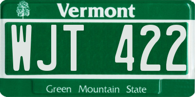 VT license plate WJT422
