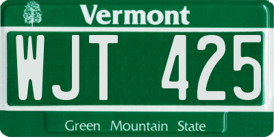 VT license plate WJT425