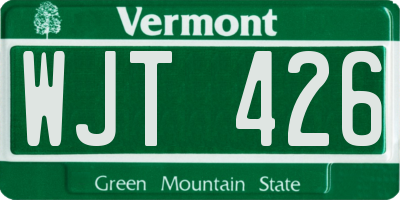 VT license plate WJT426