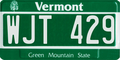 VT license plate WJT429