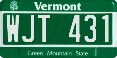 VT license plate WJT431