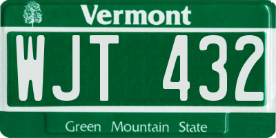 VT license plate WJT432