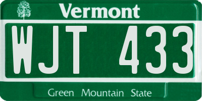 VT license plate WJT433