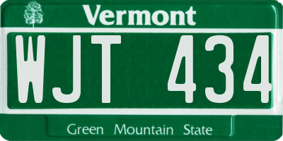 VT license plate WJT434