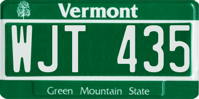 VT license plate WJT435