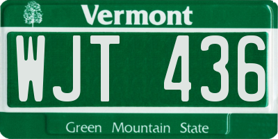VT license plate WJT436