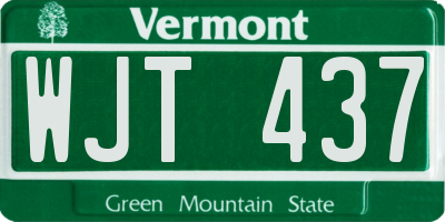 VT license plate WJT437