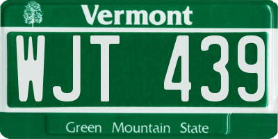 VT license plate WJT439