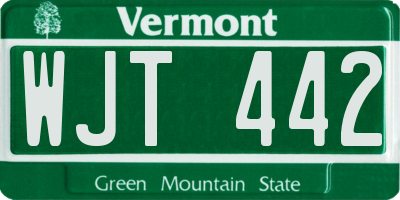 VT license plate WJT442