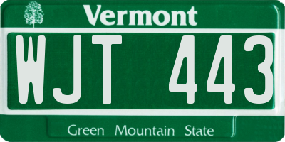 VT license plate WJT443