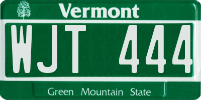 VT license plate WJT444