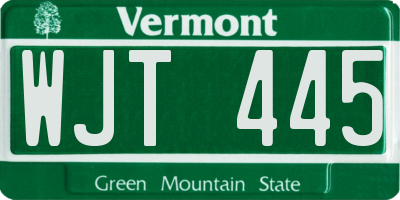 VT license plate WJT445