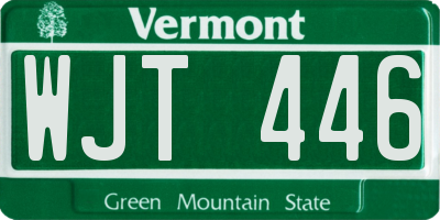 VT license plate WJT446