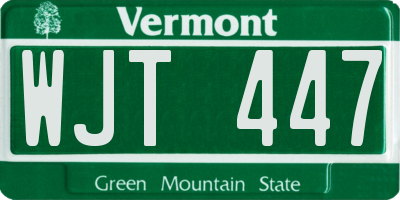 VT license plate WJT447