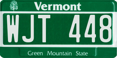 VT license plate WJT448