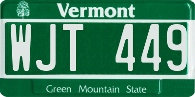 VT license plate WJT449