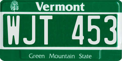 VT license plate WJT453