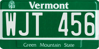 VT license plate WJT456