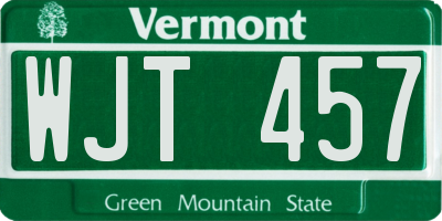 VT license plate WJT457