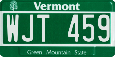 VT license plate WJT459