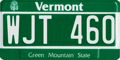 VT license plate WJT460