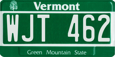 VT license plate WJT462