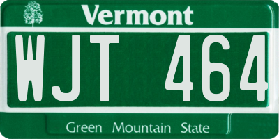 VT license plate WJT464