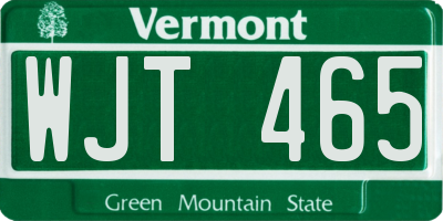 VT license plate WJT465