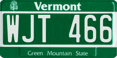 VT license plate WJT466