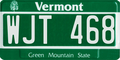 VT license plate WJT468