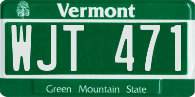 VT license plate WJT471