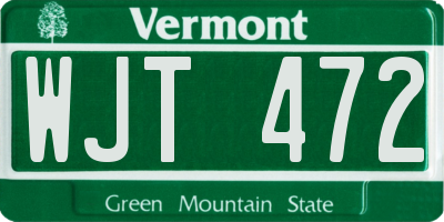 VT license plate WJT472