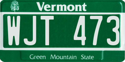 VT license plate WJT473