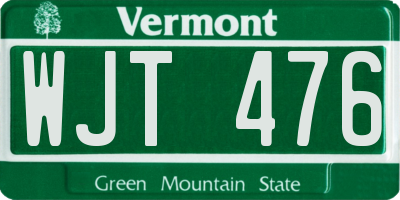 VT license plate WJT476