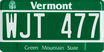 VT license plate WJT477