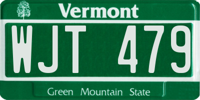 VT license plate WJT479
