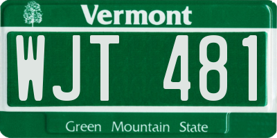 VT license plate WJT481
