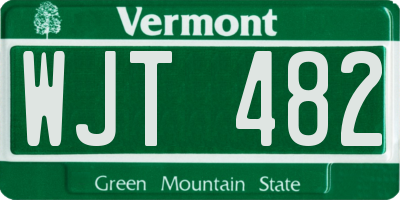 VT license plate WJT482