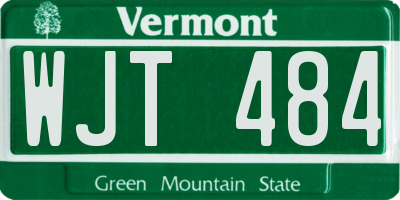 VT license plate WJT484