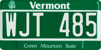 VT license plate WJT485