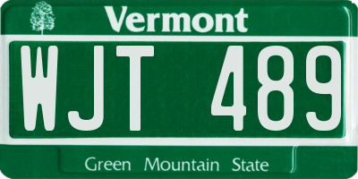 VT license plate WJT489